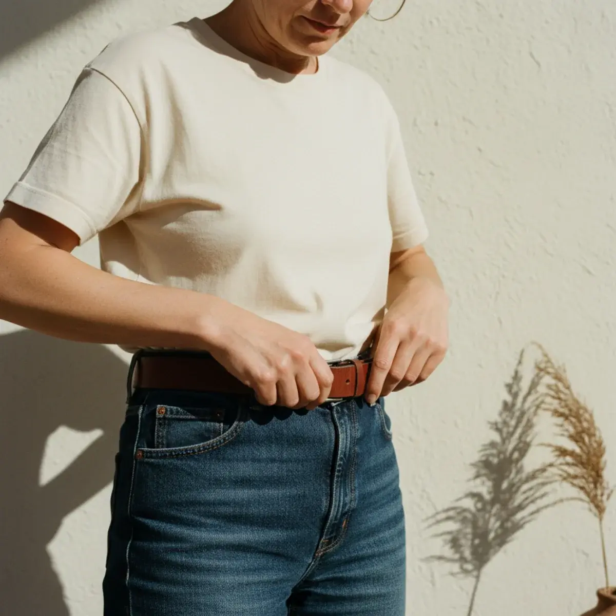 Tailored trousers shown as the safer default for traditional offices, client meetings, and interviews