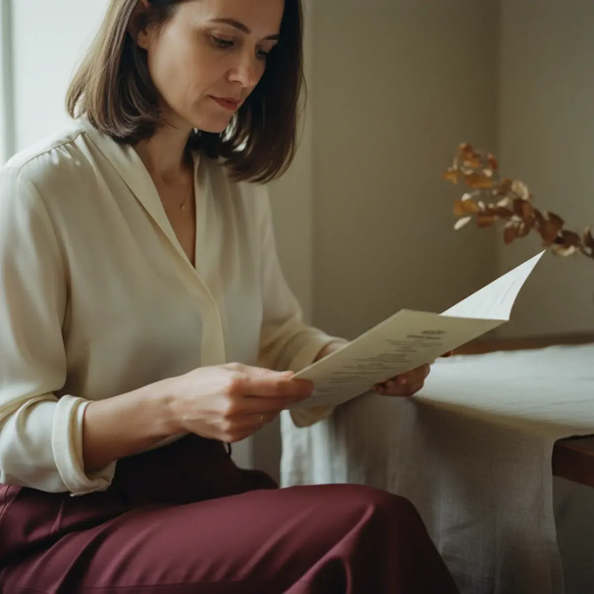 A relaxed, confident woman on a date in a well-fitting, comfortable outfit she clearly feels good in
