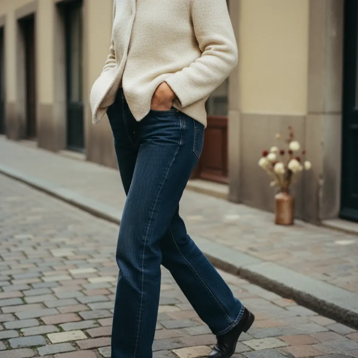 Fall fabrics: folded wool, cashmere knit, tweed, corduroy, suede boots, and a silk scarf in autumn tones