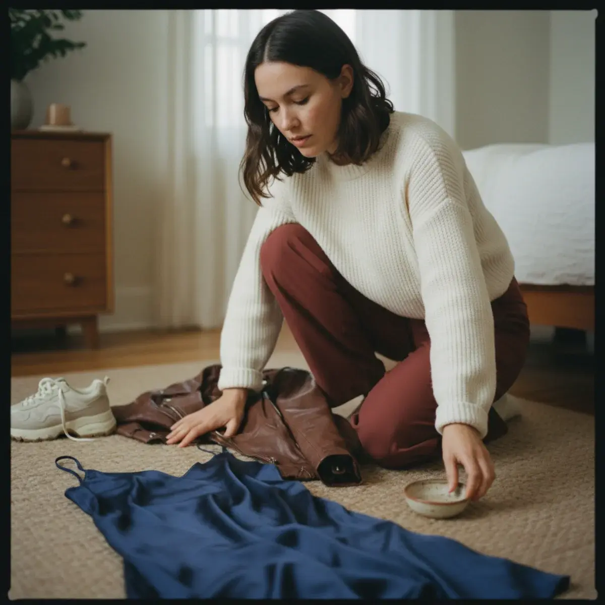 A person with coherent personal style wearing one current trend while still looking unmistakably like themselves