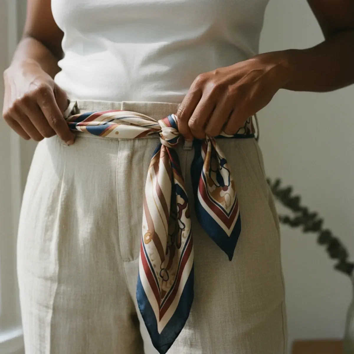 Scarves through the seasons: light silk in spring and summer, substantial wool and cashmere in autumn and winter