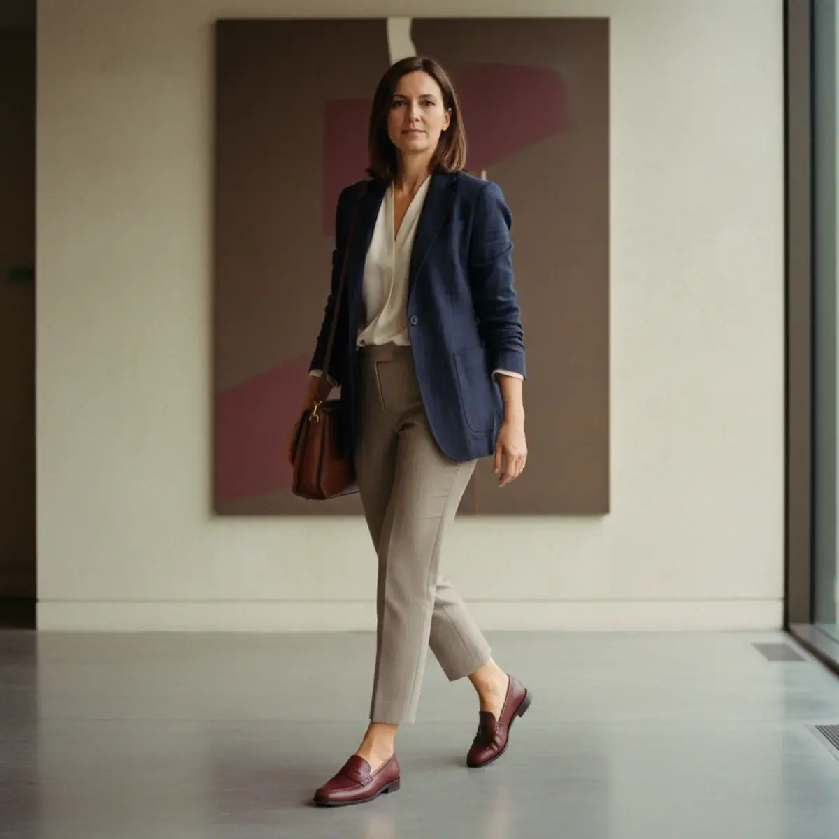 Loafers across seasons: bare ankles in summer, tights and socks in autumn and winter, layered outfits