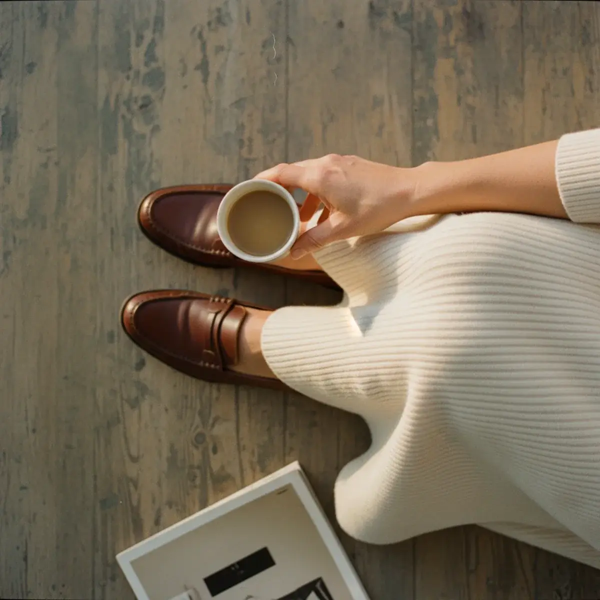 Loafers with skirts and dresses: a midi skirt with tights, a shirt dress, a mini with deliberate socks