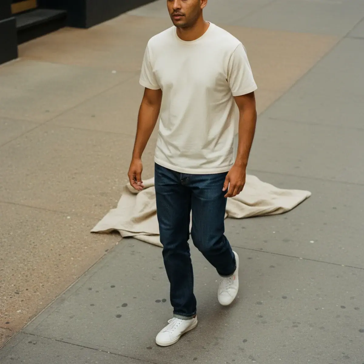 The fine-gauge knit and trouser