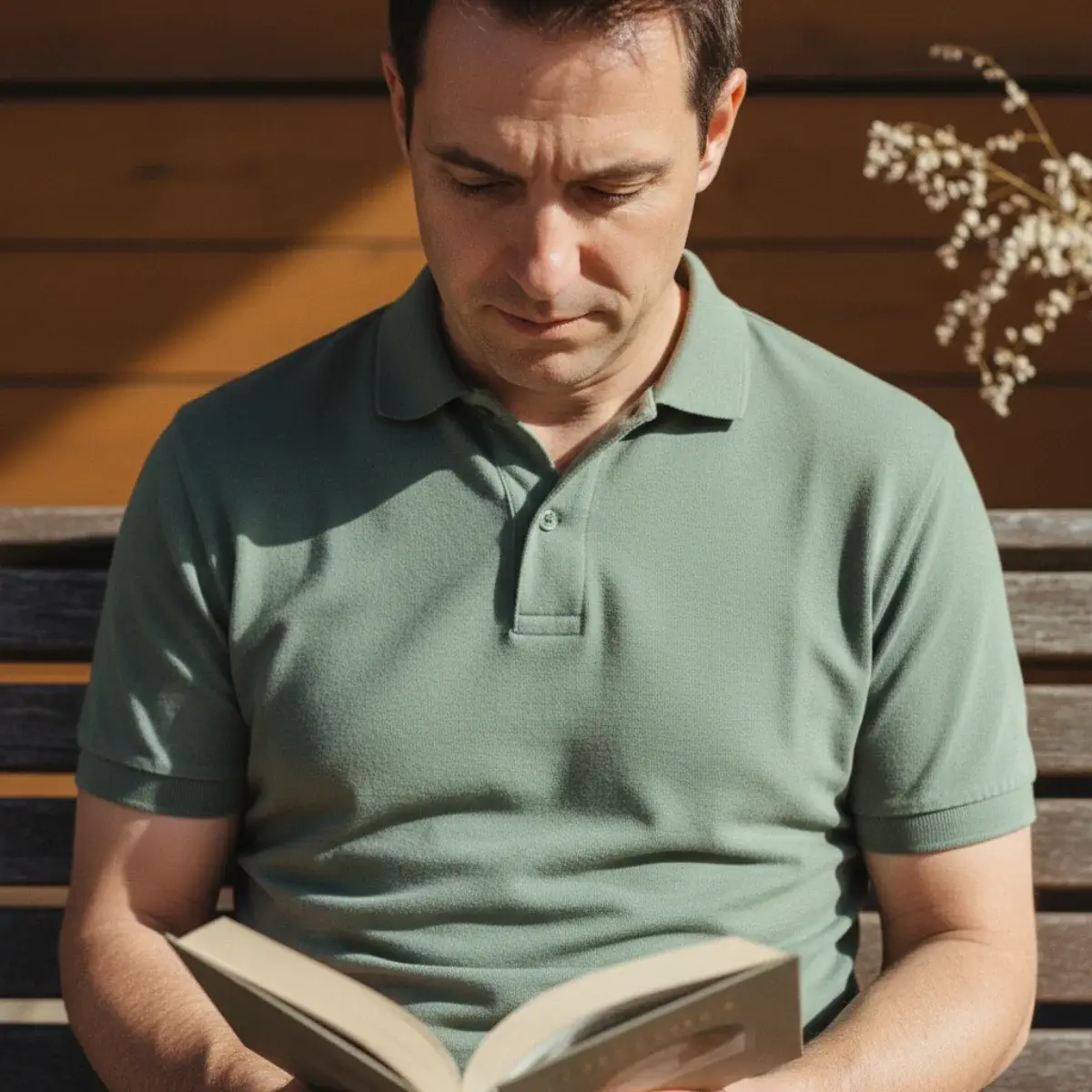 The fine-knit crewneck and trouser