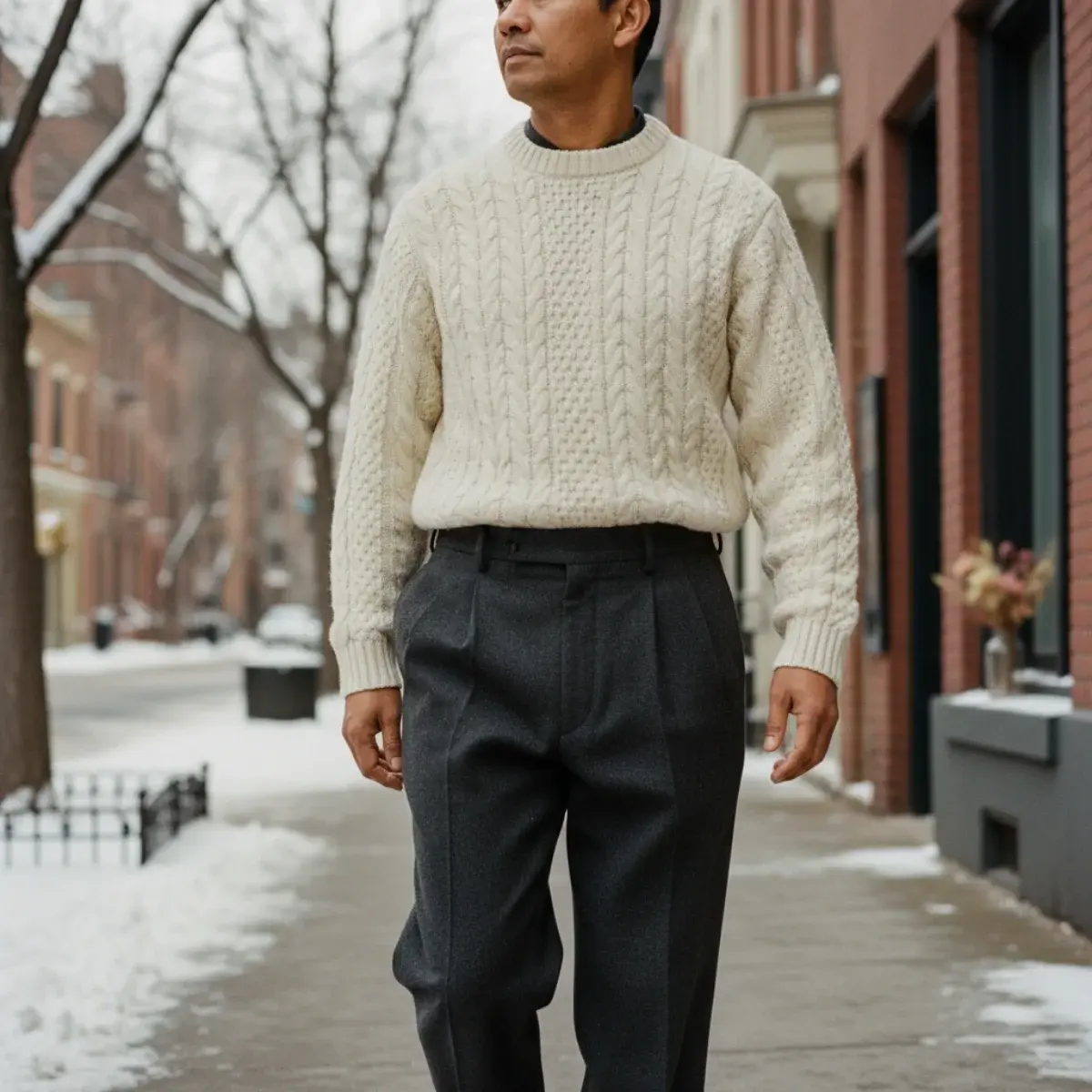 The chore coat layered over a hoodie