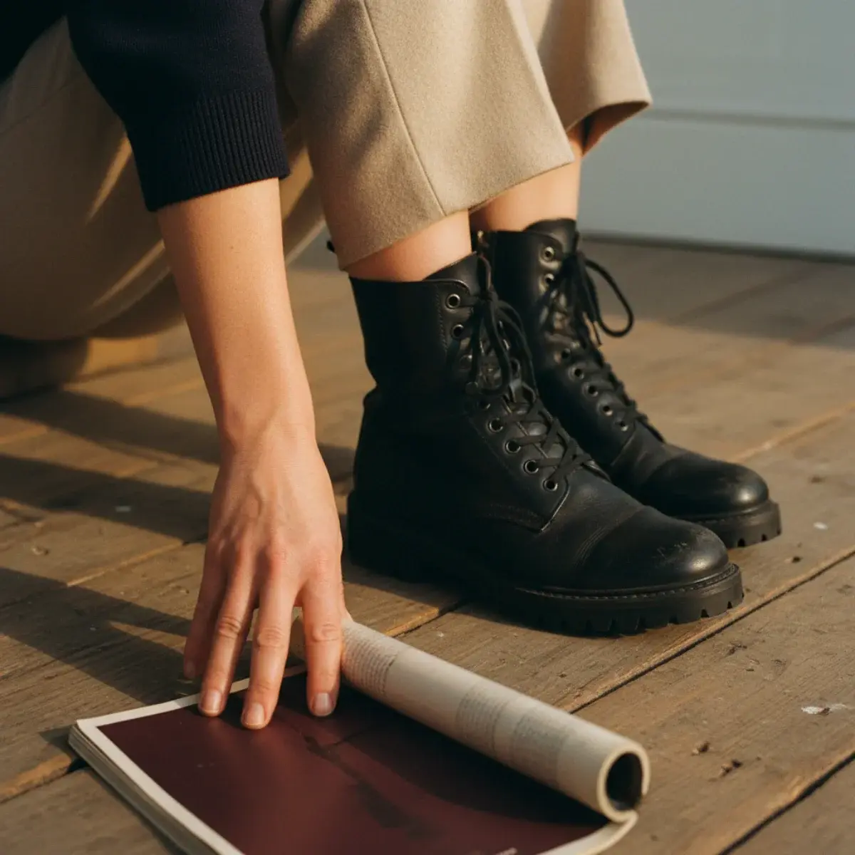 Boots with skirts: ankle boots with a mini, knee-high boots with a midi skirt and tights, boots under a maxi