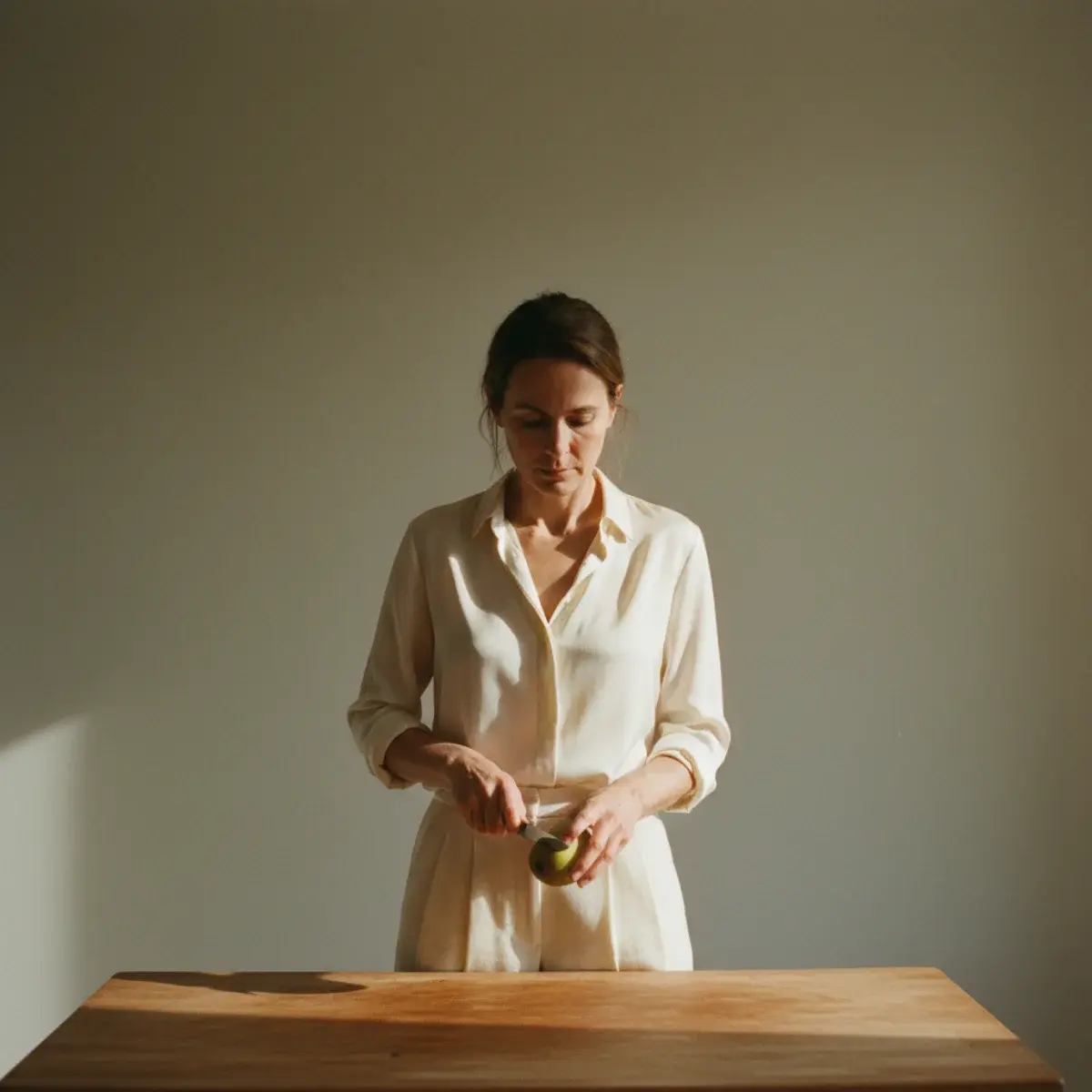 Muted unbranded tailoring and cashmere evoking the stealth-wealth television aesthetic