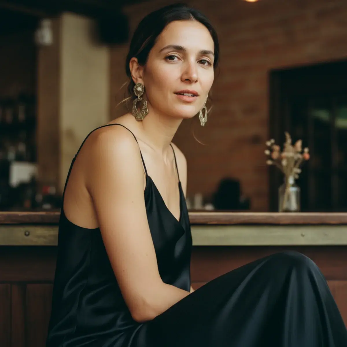 Statement earrings against simple outfits: a plain tee and jeans, a little black dress, a fine knit with a clean neckline