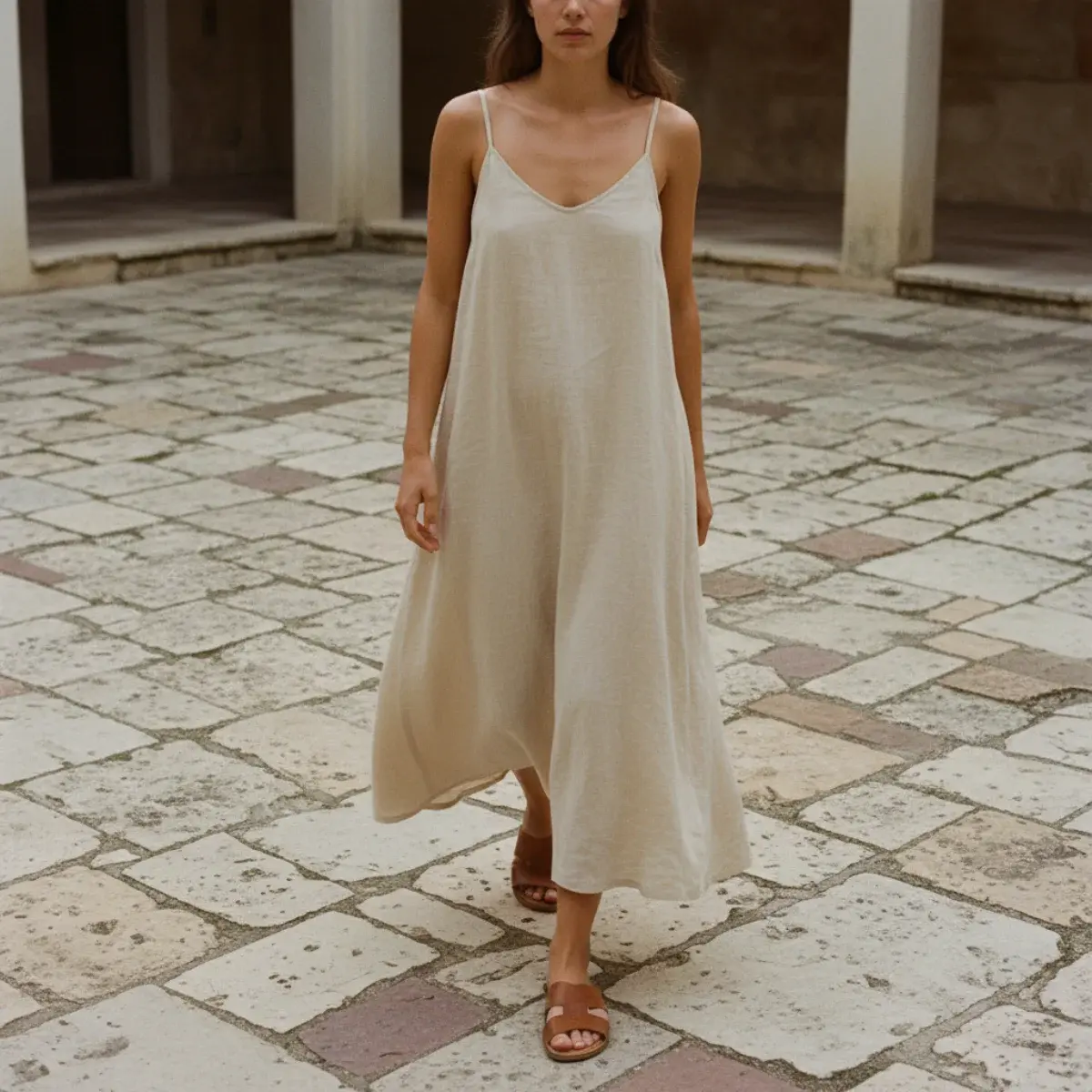 The linen shirt and tailored shorts