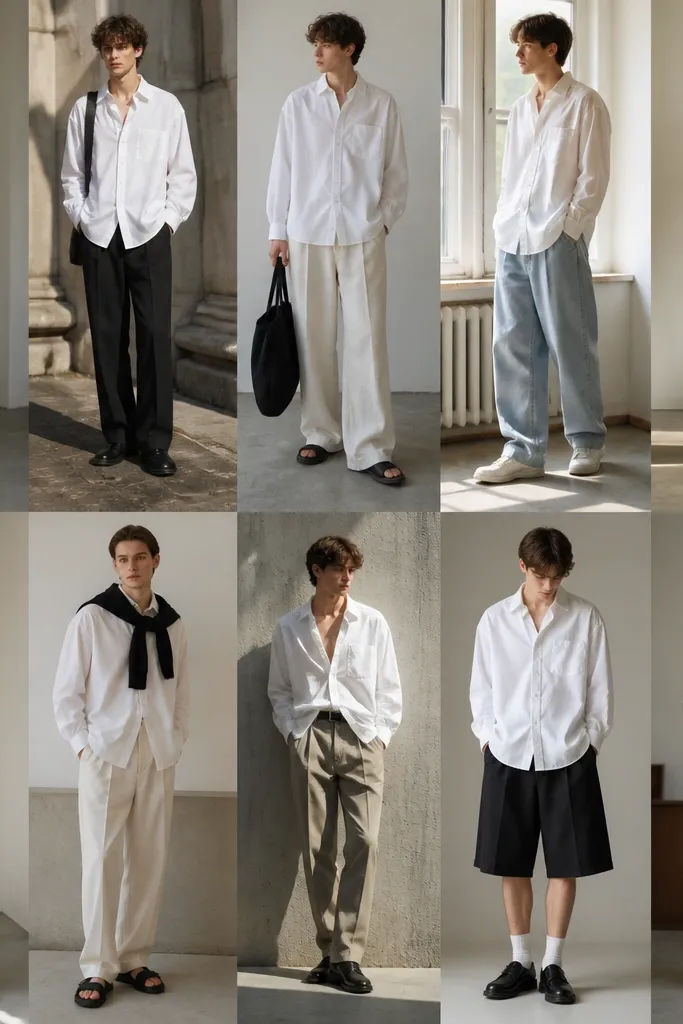 10 aesthetic baggy white shirt outfits for men