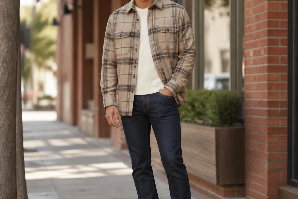 Aesthetic flannel outfits for men neutral