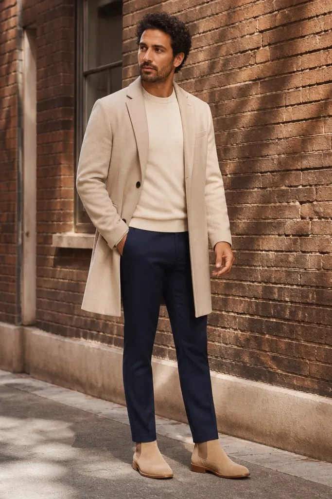 Beige Chelsea Boots Outfits for Men