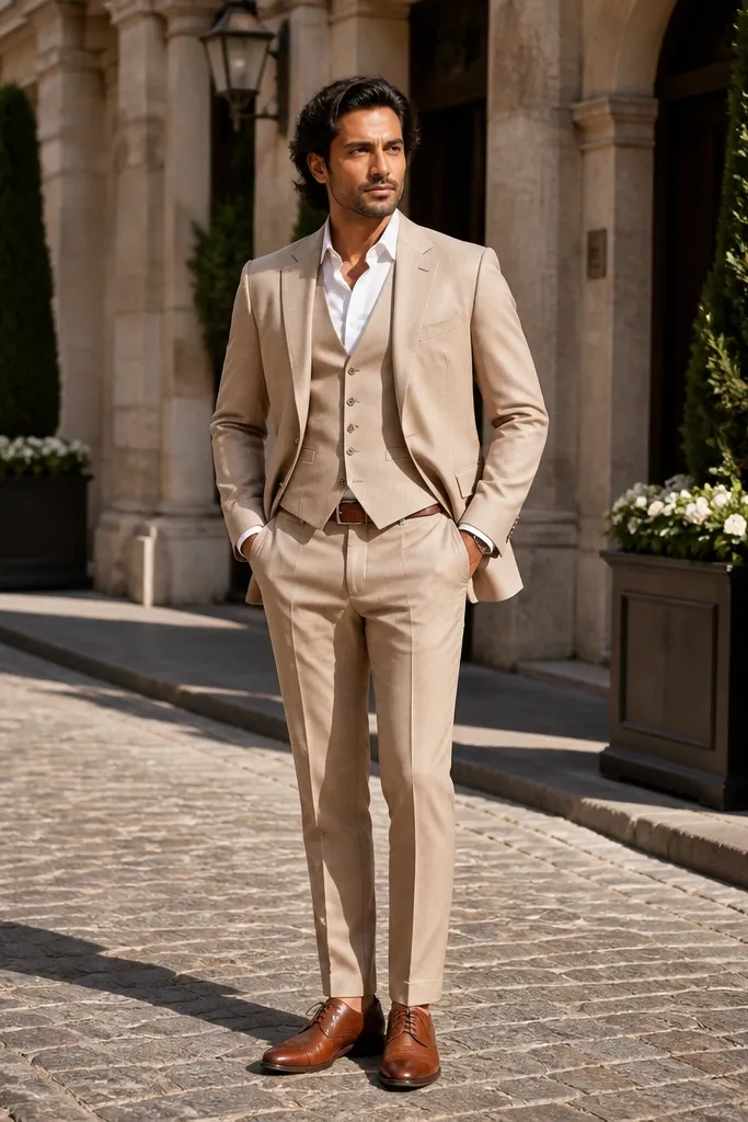 15 Beige Three-Piece Suits for Men