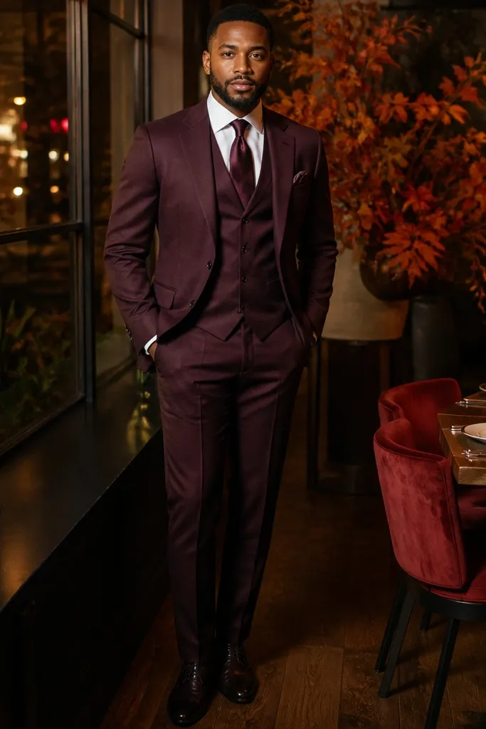 20 Burgundy Three-Piece Suits for Men