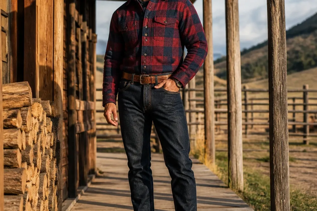 Cowboy flannel outfits for men rugged