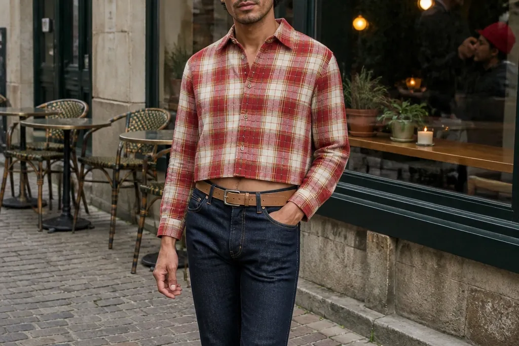 Cropped flannel outfits for men petite