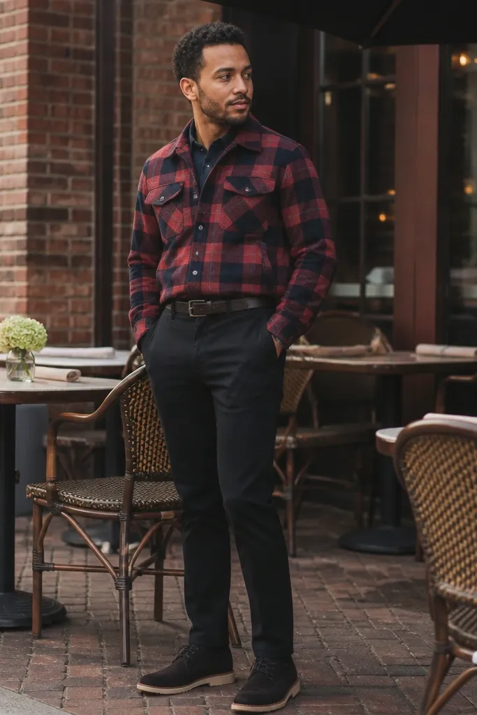 Cropped flannel outfits for men petite