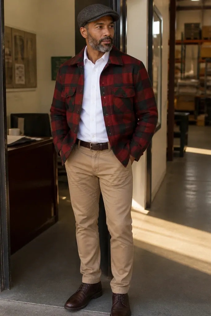 Flannel jacket outfits for men workwear