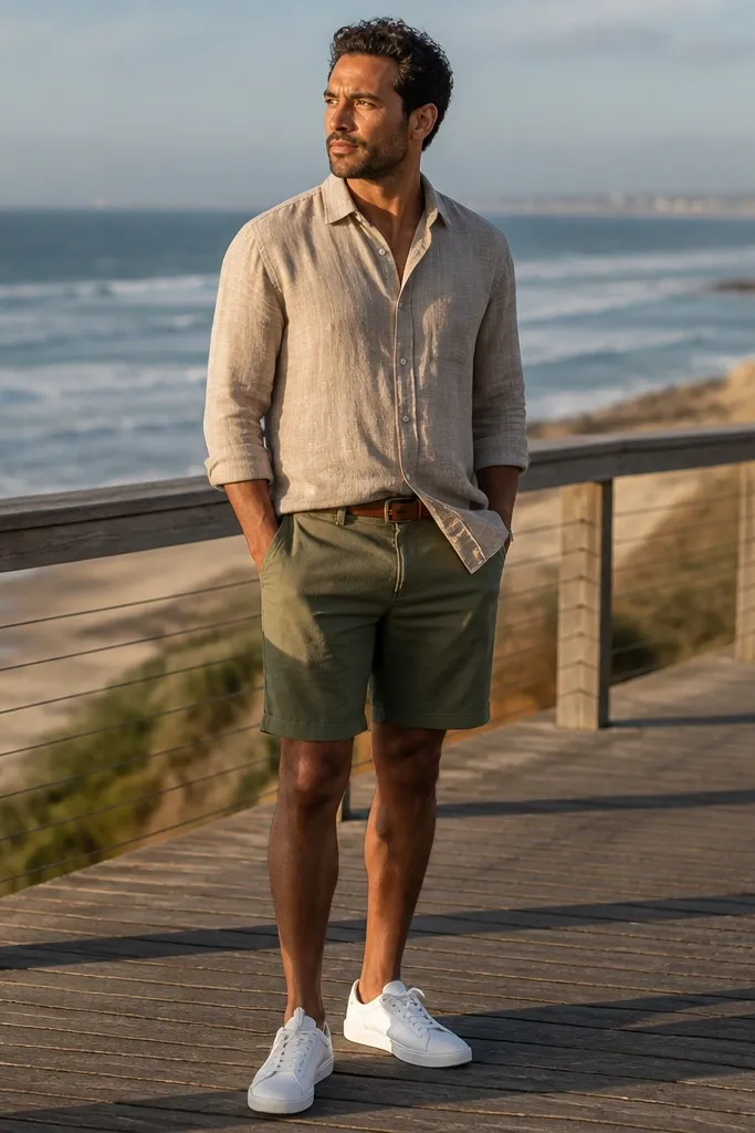 Flannel with shorts outfits for men casual
