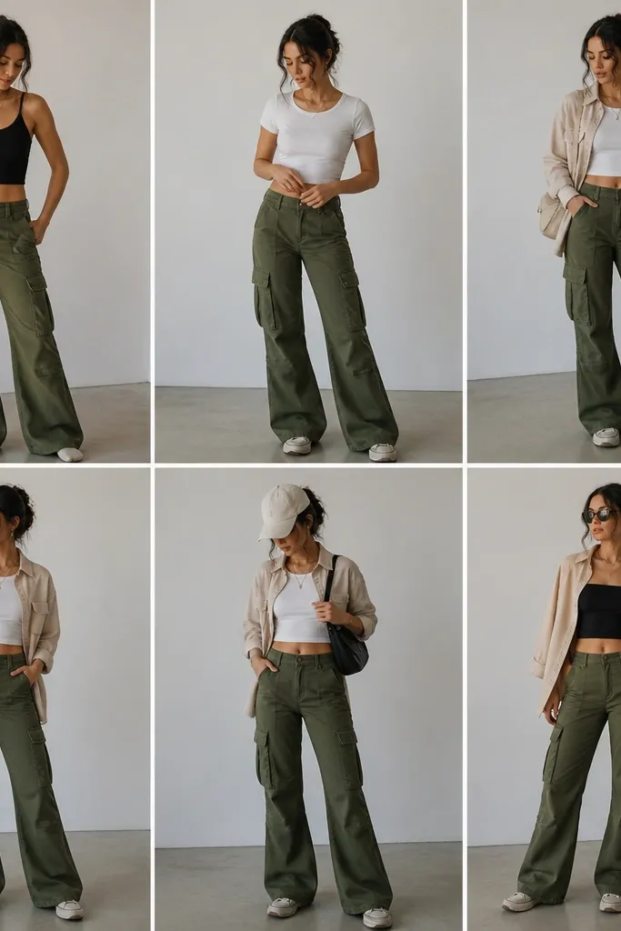 Flare Cargo Pants Styling Steps