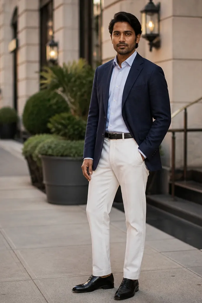 Formal White Pants Outfits for Men