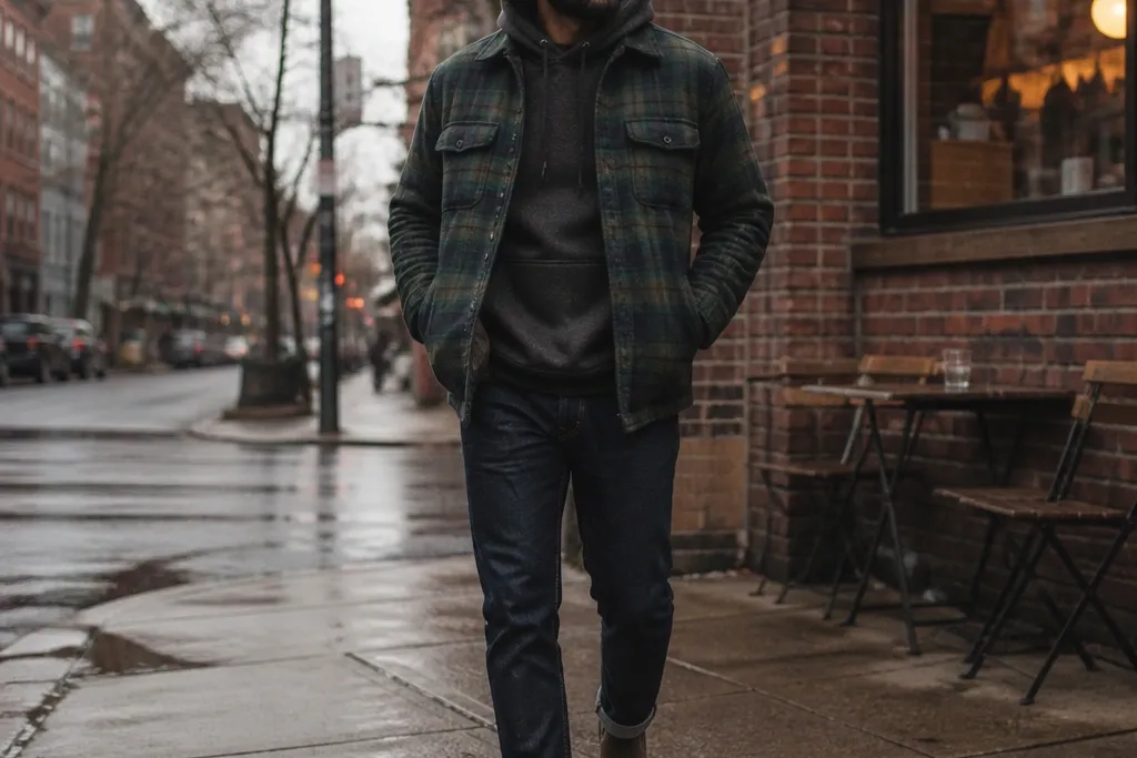Hoodie and flannel outfits for men cozy
