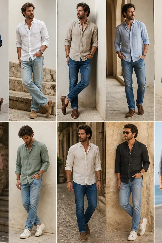 10 Linen Shirt With Jeans Outfits for Men