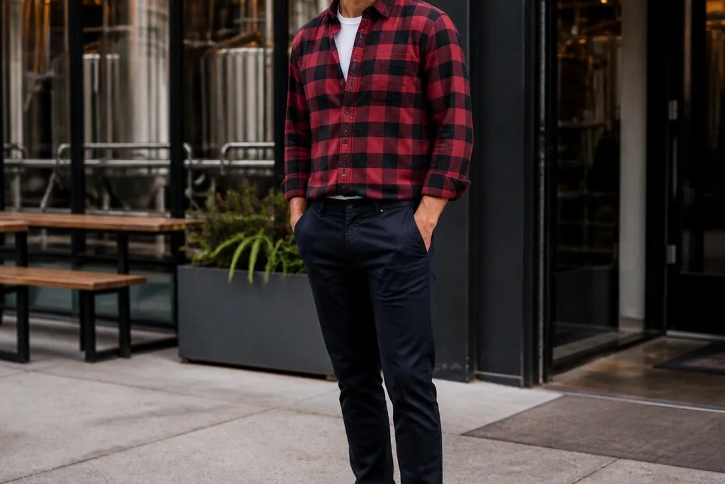 Men casual flannel looks for work and party