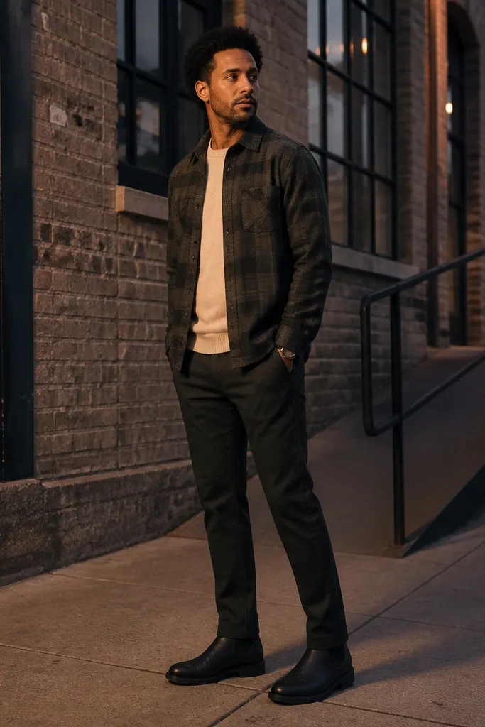 Men casual flannel looks for work and party