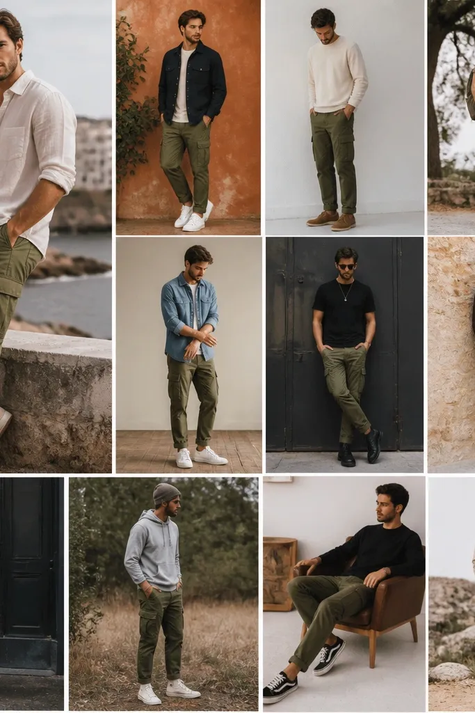 11 Olive Cargo Pants Outfits for Men