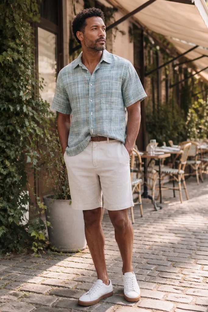 Short sleeve flannel outfits for men summer