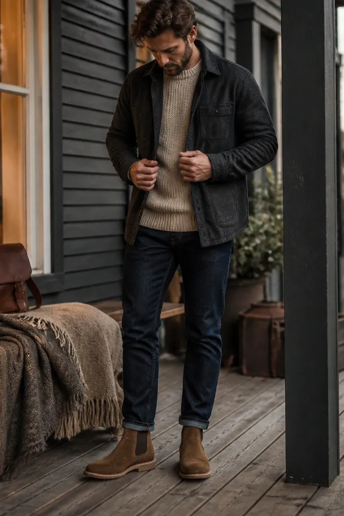 Suede Chelsea Boots Outfits for Men