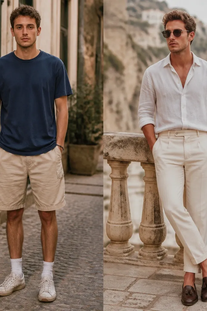 European summer fits for men before and after transformation