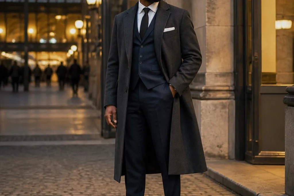 15 Three-Piece Suit Long Coat for Men