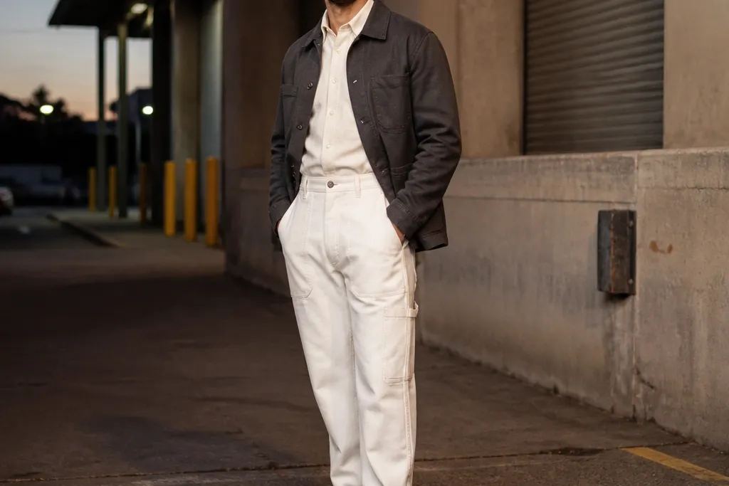 White Carpenter Pants Outfits for Men