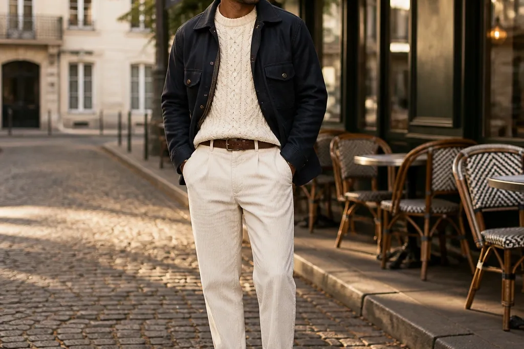 White Corduroy Pants Outfits for Men