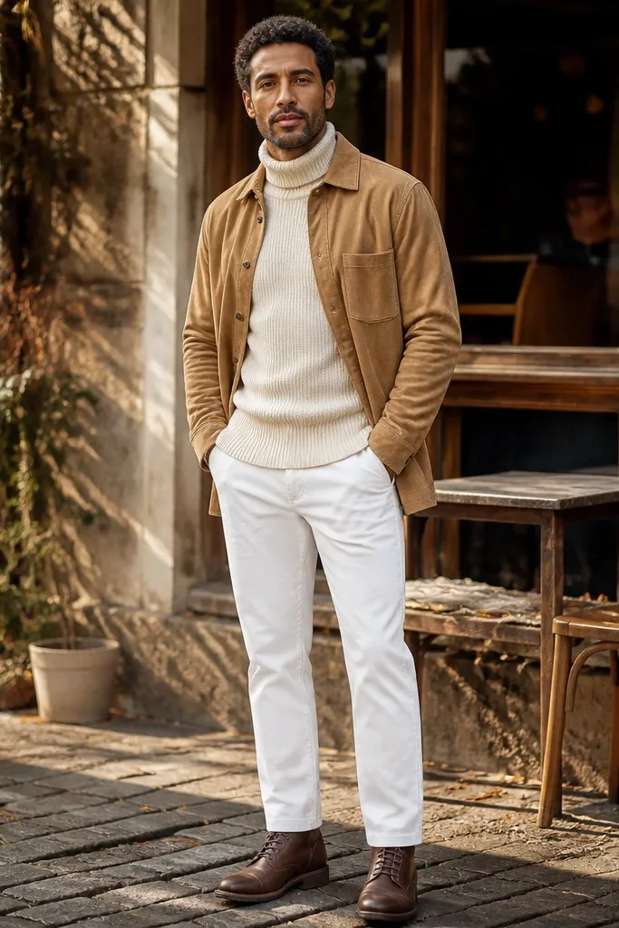 White Corduroy Pants Outfits for Men