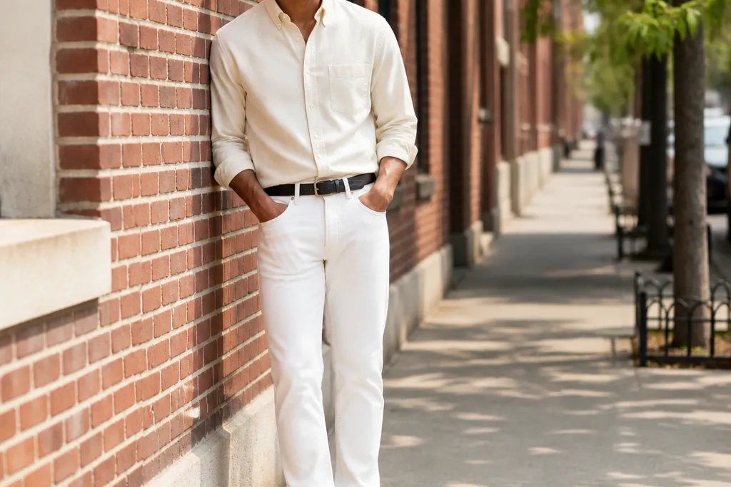 White Denim Pants Outfits for Men