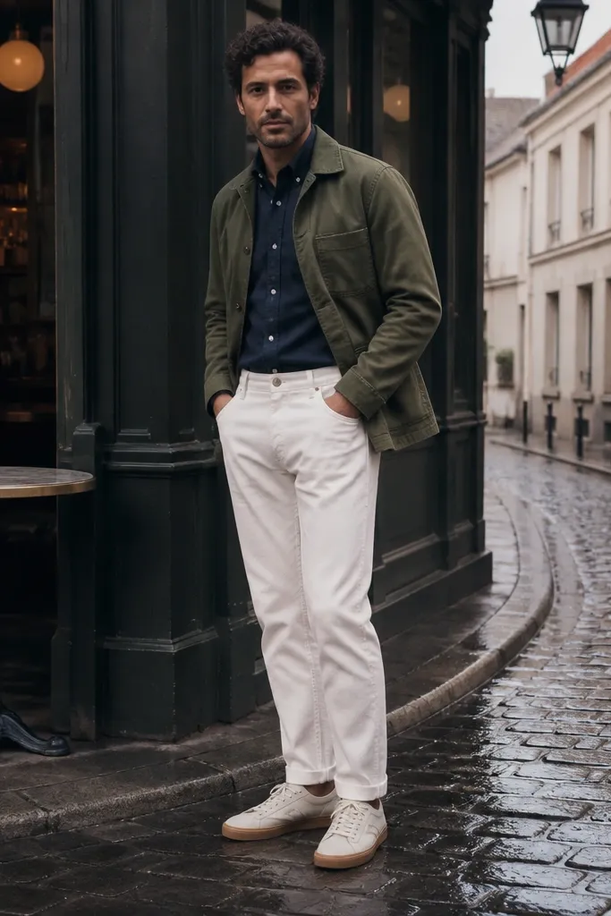 White Denim Pants Outfits for Men