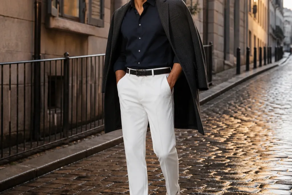 White Pants Men Outfit Street Style
