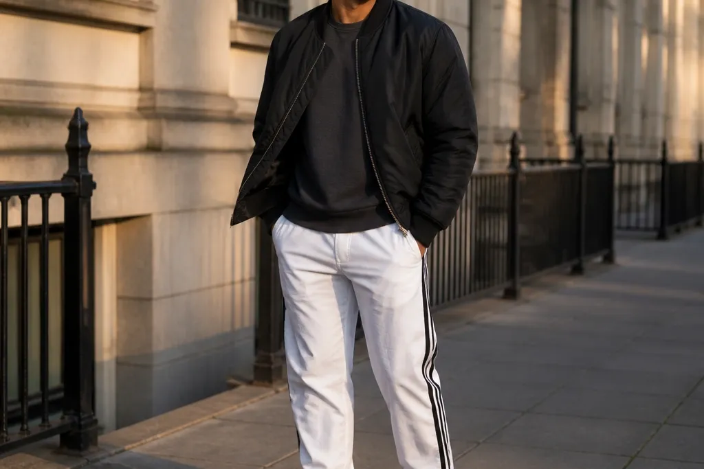 White Track Pants Outfits for Men